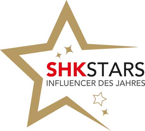 Logo mit halbem goldenen Stern. Darin steht SHKStars Influencer des Jahres.